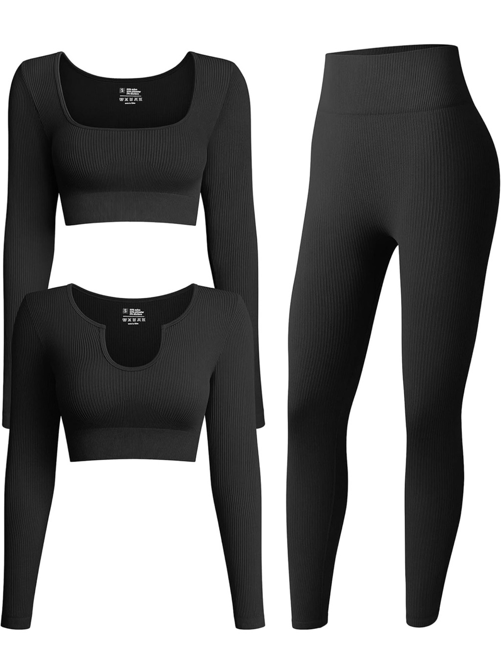 Women’s Black Ribbed 3 Piece Lounge Set Sz Small